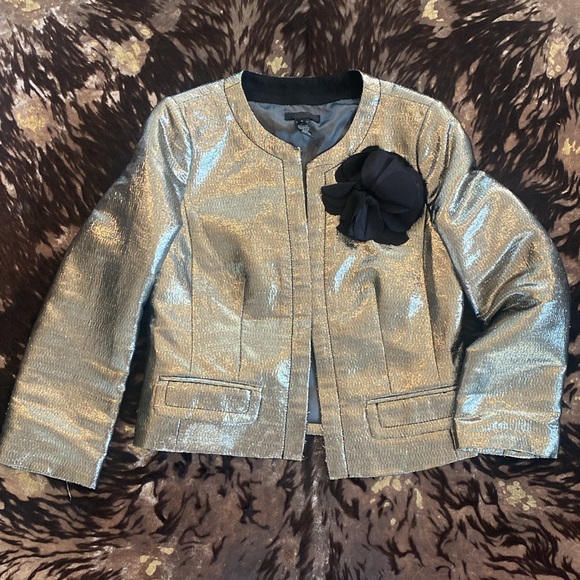 J.Crew Collection Metallic Smoking Jacket Blazer Size 2 - Picture 6 of 9